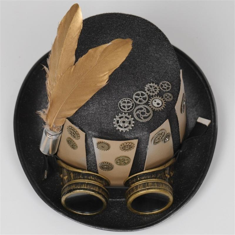 652F 골드 기어 탑 모자 스팀펑크의 세련된 헤드피스 - Men'S Victorian Accessories 리뷰 및 가격