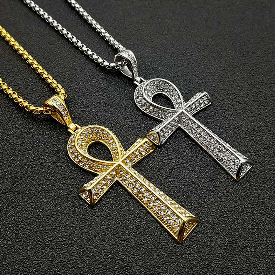 고딕 빈티지 스테인리스 스틸 앙크 십자가 펜던트 목걸이 - Men Accessories Egypt 리뷰 및 가격