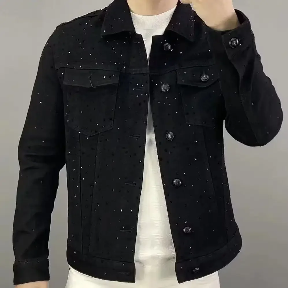 남성용 캐주얼 슬림 숏 데님 재킷, 단추 청바지 코트, - Men'S Accessories For Jeans 리뷰 및 가격