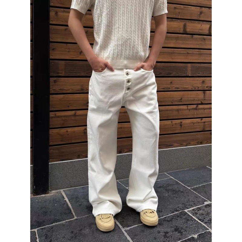남성용 화이트 와이드 레그 진 하이 라이즈 버튼 플라이 - Men'S Accessories For Jeans 리뷰 및 가격